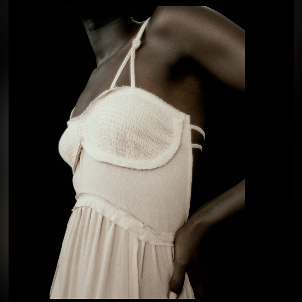 Zara rustic frayed flowy dress, RENEWCELL x ZARA collab - Picture 7 of 11
